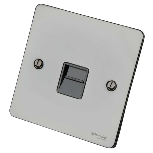 Schneider GET Ultimate Flat Plate 1 Gang Master Telephone Socket Black Insert Black Nickel