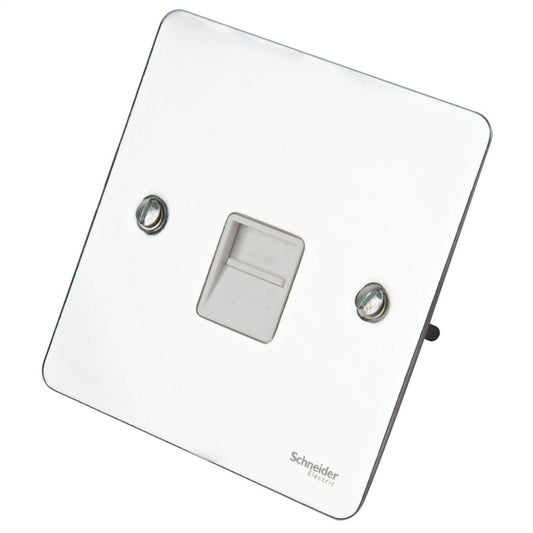 Schneider GET Ultimate 1 Gang Master Telephone Socket White Insert Polished Chrome