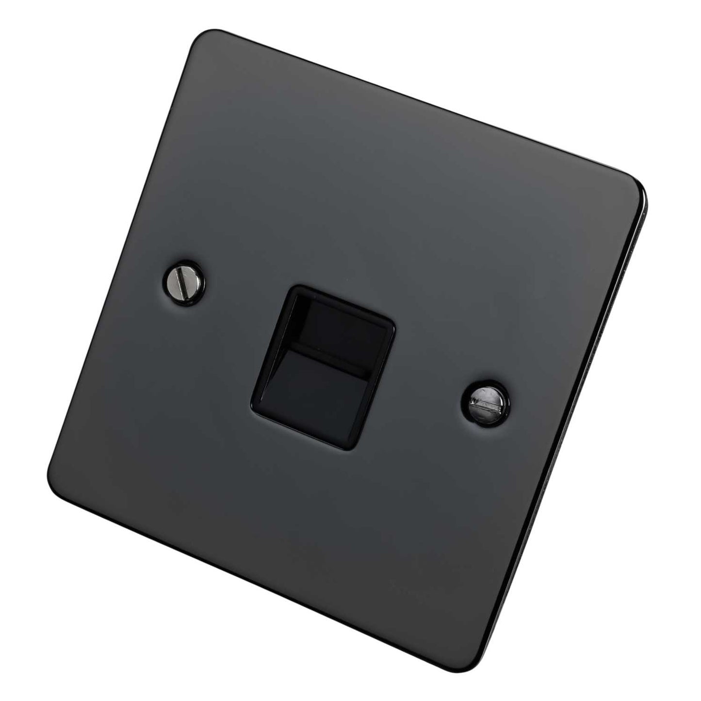 Schneider GET Ultimate Flat Plate 1 Gang Secondary Telephone Socket Black Insert Black Nickel