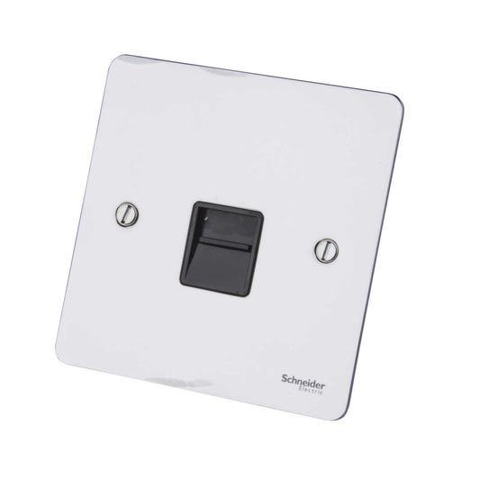 Schneider GET Ultimate 1 Gang Secondary Telephone Socket Black Insert Polished Chrome