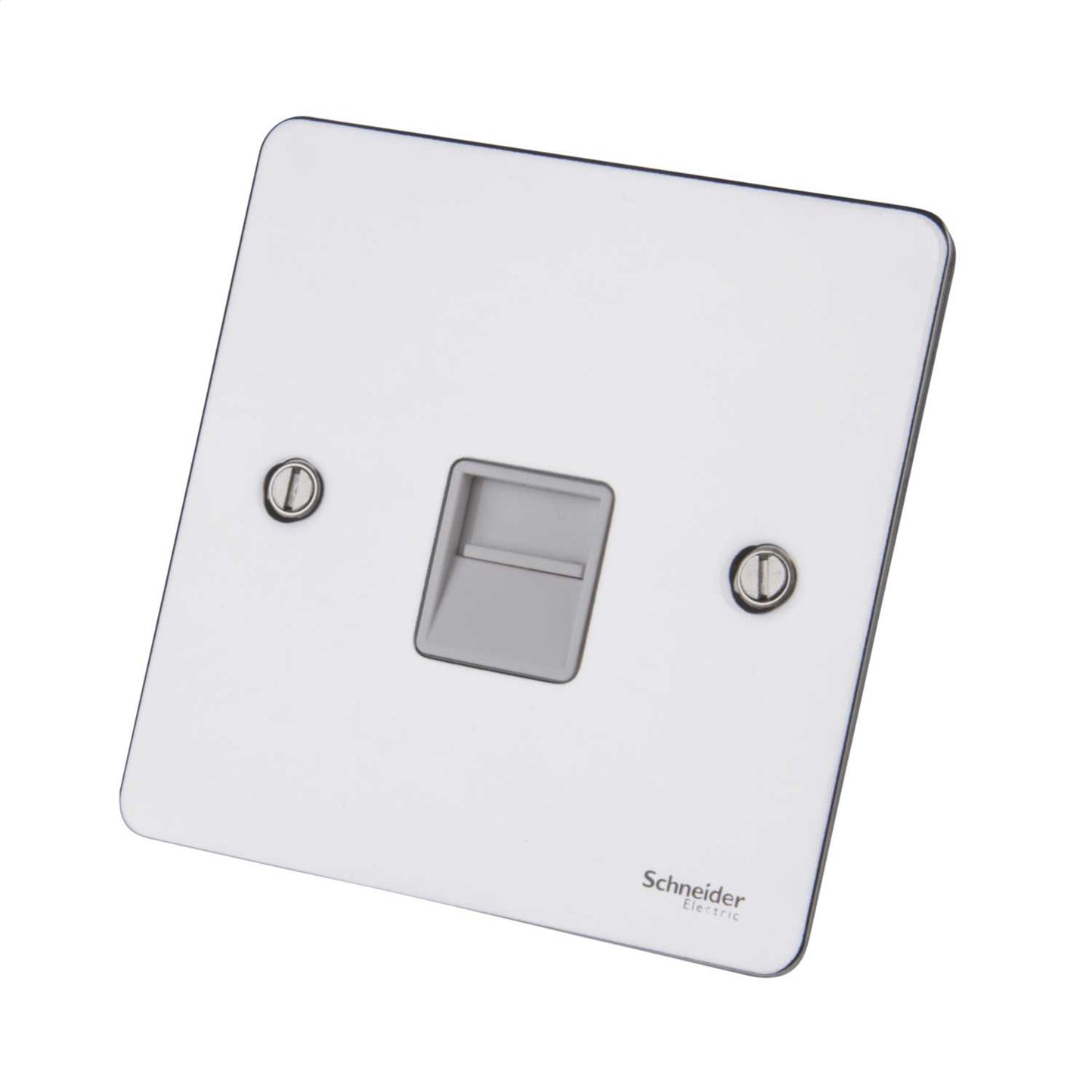 Schneider GET Ultimate 1 Gang Secondary Telephone Socket White Insert Polished Chrome
