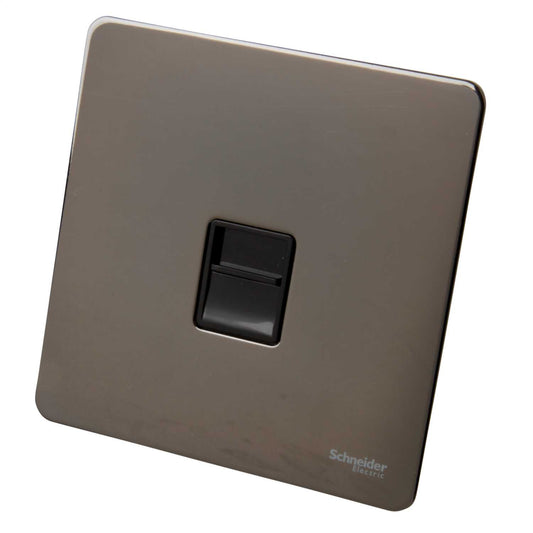 Schneider GET Ultimate 1 Gang Screwless Master Telephone Socket Black Insert Black Nickel