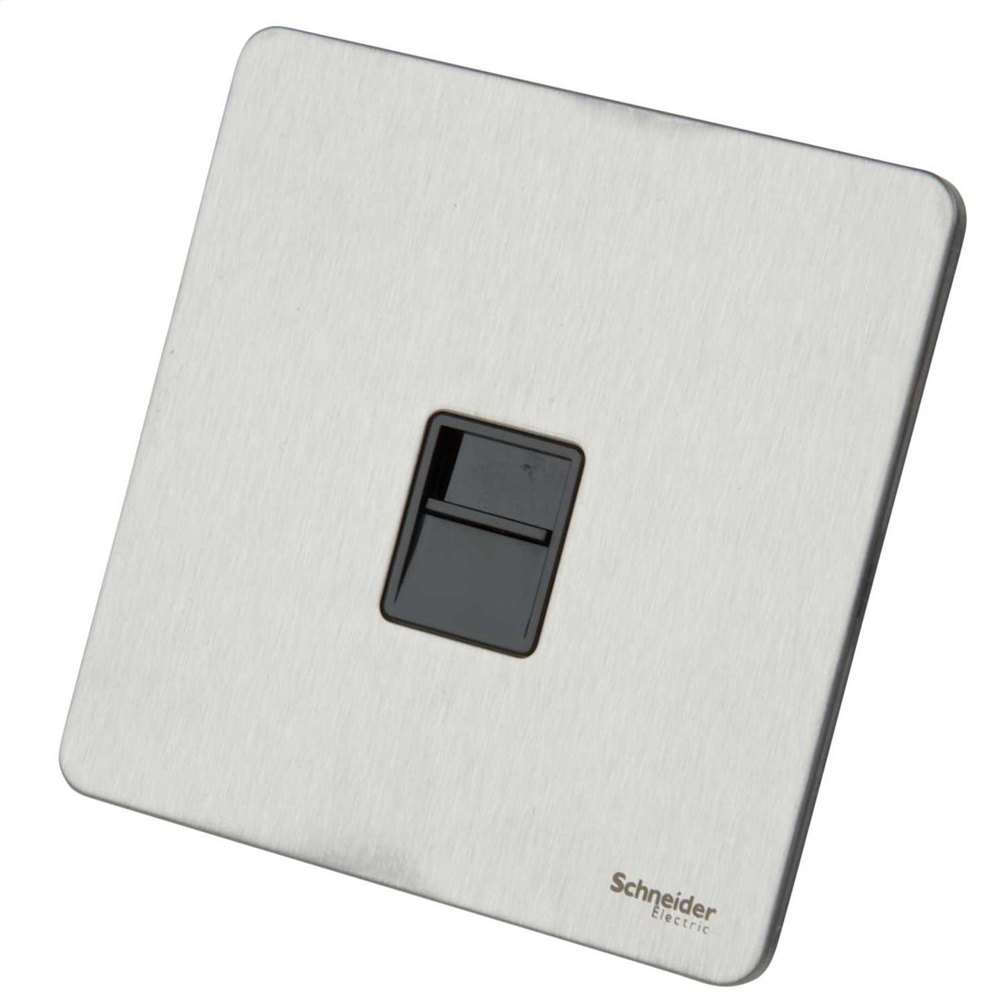 Schneider GET Ultimate 1 Gang Screwless Master Telephone Socket Black Insert Stainless Steel