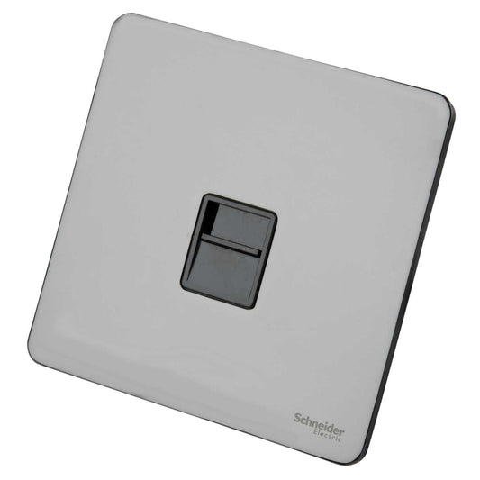 Schneider GET Ultimate 1 Gang Screwless Secondary Telephone Socket Black Insert Black Nickel