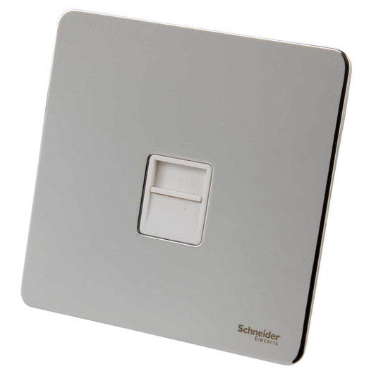 Schneider GET Ultimate 1 Gang Screwless Secondary Telephone Socket White Insert Polished Chrome