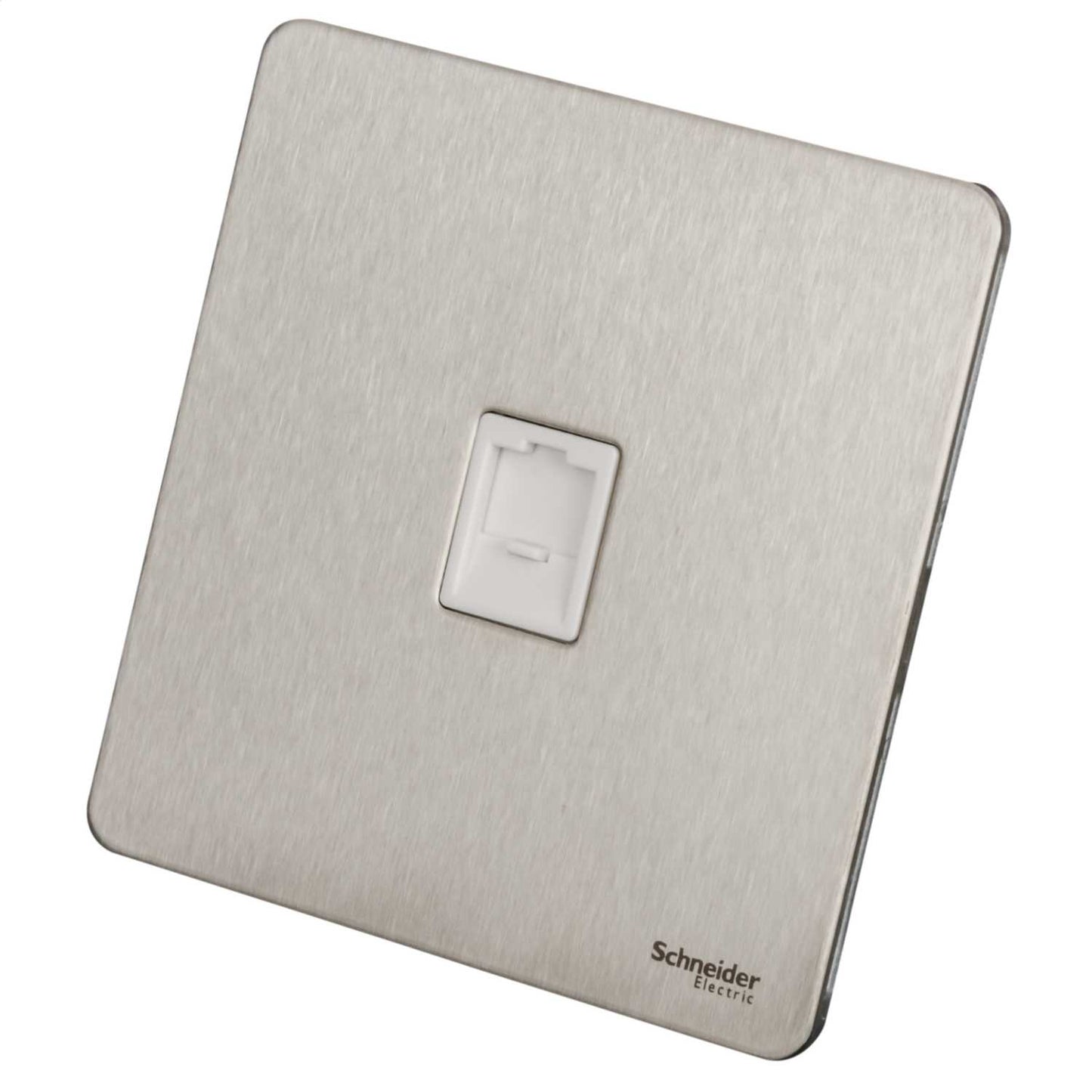 Schneider GET Ultimate 1 Gang Screwless RJ45 Data Socket White Insert Stainless Steel