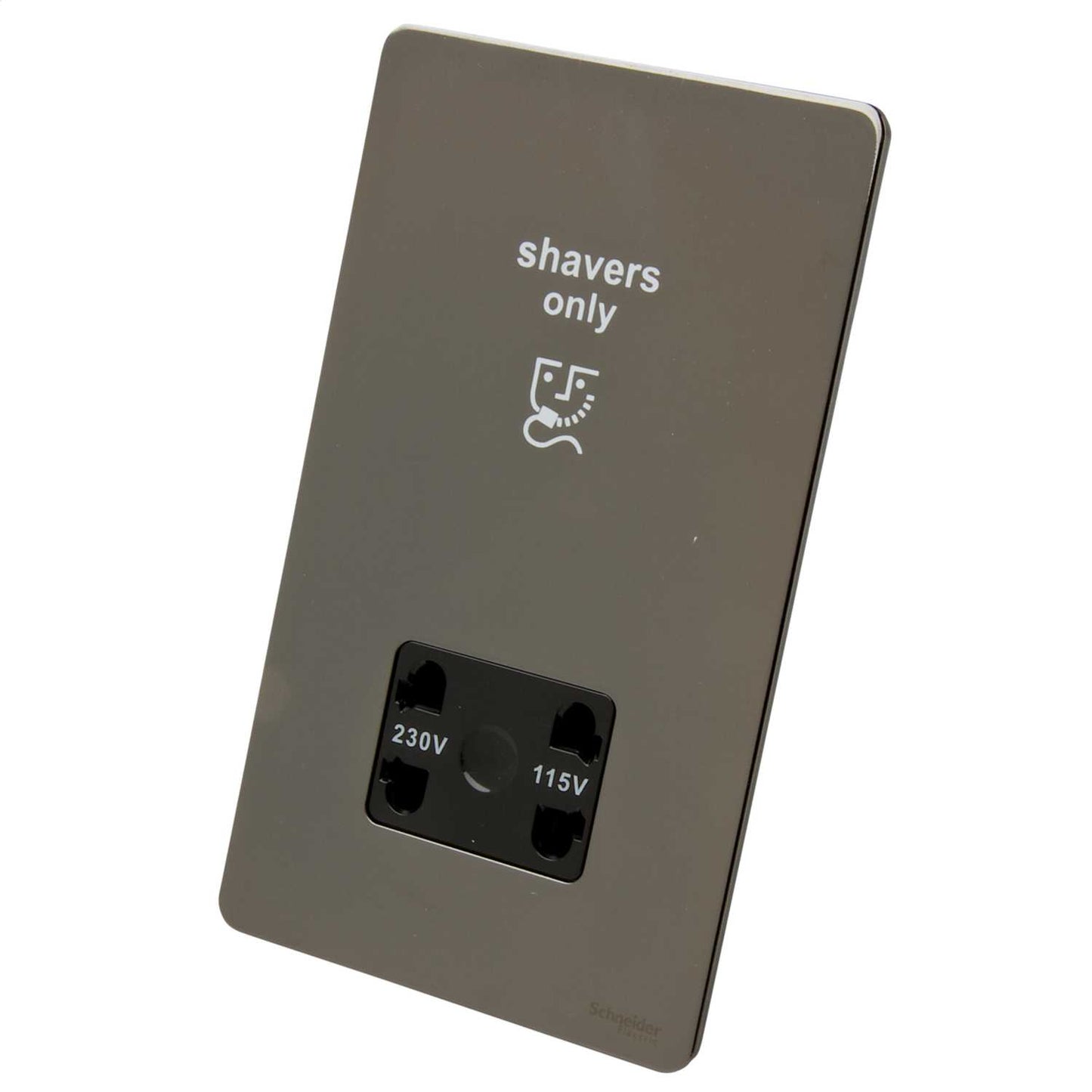 Schneider GET Ultimate Dual Voltage Screwless Shaver Socket Black Insert Black Nickel