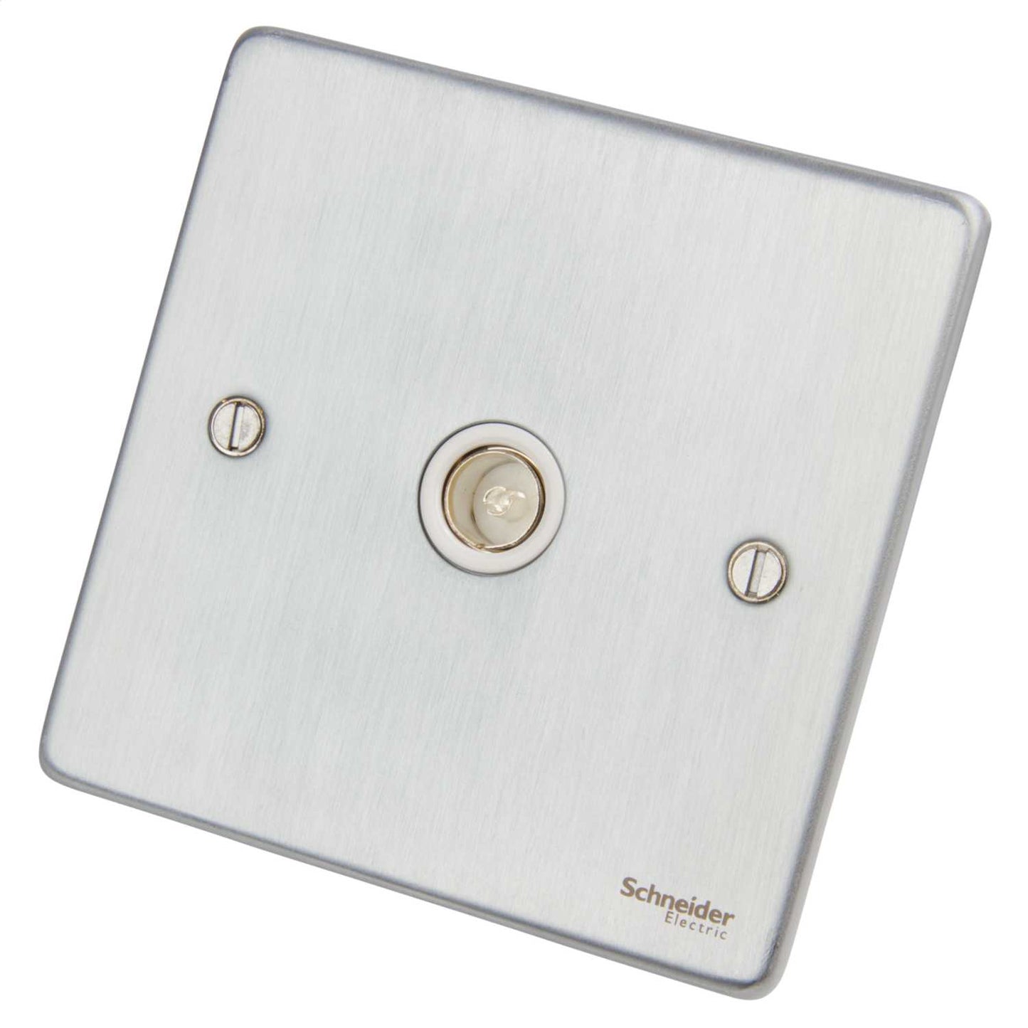 Schneider GET Ultimate 1 Gang Coax Socket White Insert Brushed Chrome