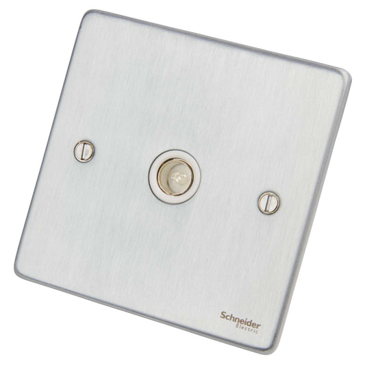 Schneider GET Ultimate 1 Gang Coax Socket White Insert Brushed Chrome