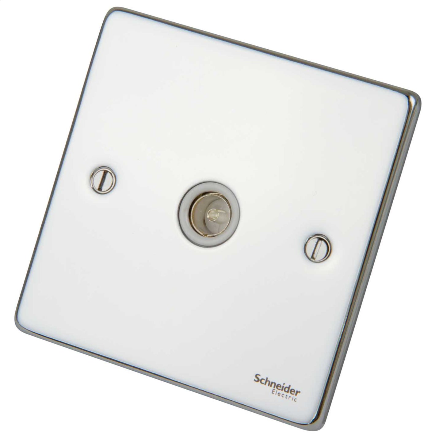 Schneider GET Ultimate 1 Gang Coax Socket Polished Chrome White Insert