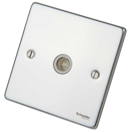 Schneider GET Ultimate 1 Gang Coax Socket Polished Chrome White Insert
