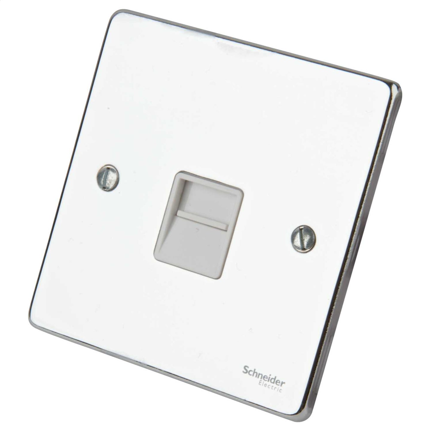 Schneider GET Ultimate 1 Gang Master Telephone Socket Polished Chrome White Insert
