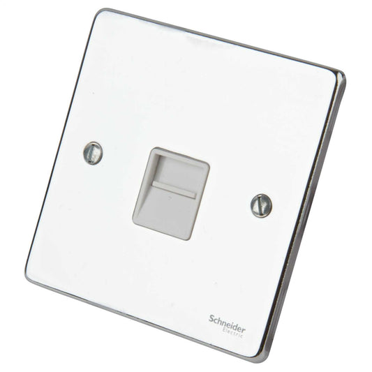Schneider GET Ultimate 1 Gang Master Telephone Socket Polished Chrome White Insert