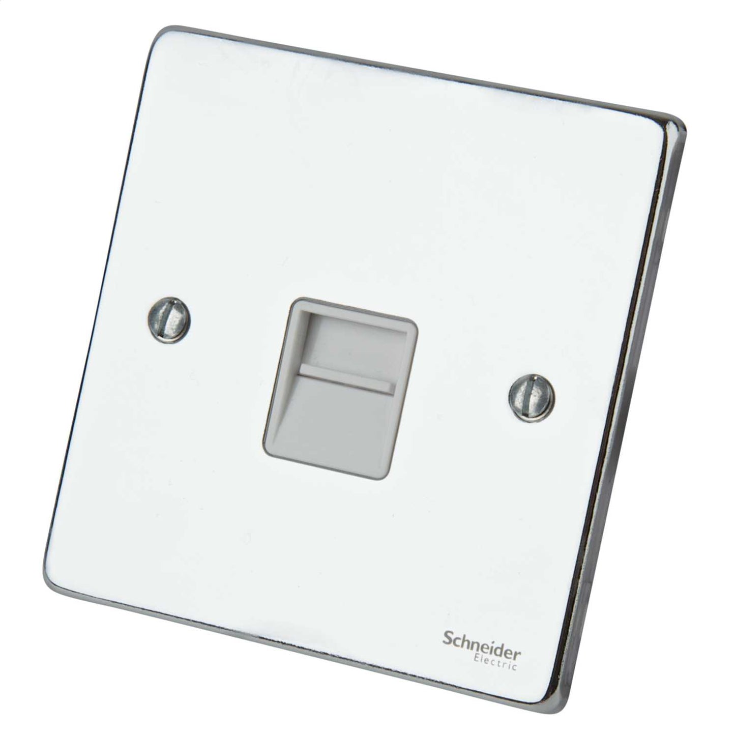 Schneider GET Ultimate 1 Gang Slave Telephone Socket Polished Chrome White Insert