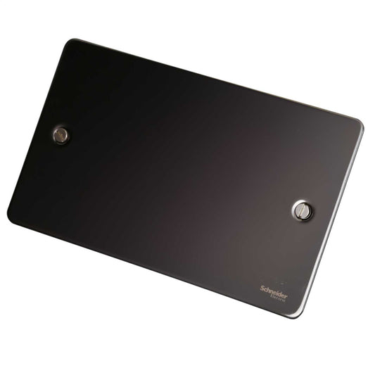 Schneider GET Ultimate Flat Plate 2 Gang Blank Plate Black Nickel