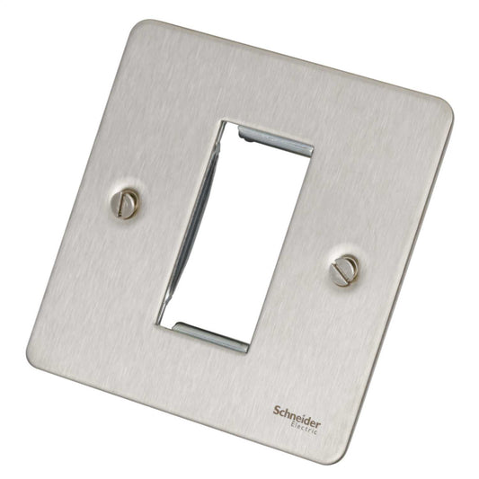 Schneider GET Ultimate Flat Plate 1 Gang 1 Module Face Plate Stainless Steel
