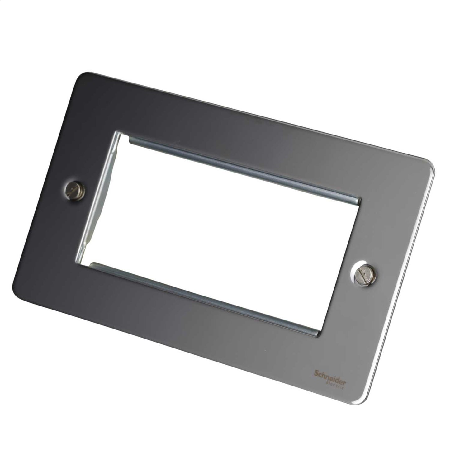 Schneider GET Ultimate 2 Gang 4 Module Face Plate Polished Chrome