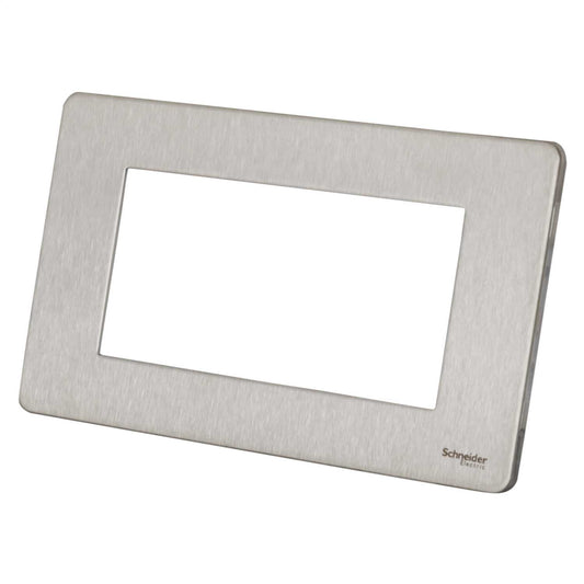 Schneider GET Ultimate 2 Gang 4 Module Screwless Face Plate Stainless Steel