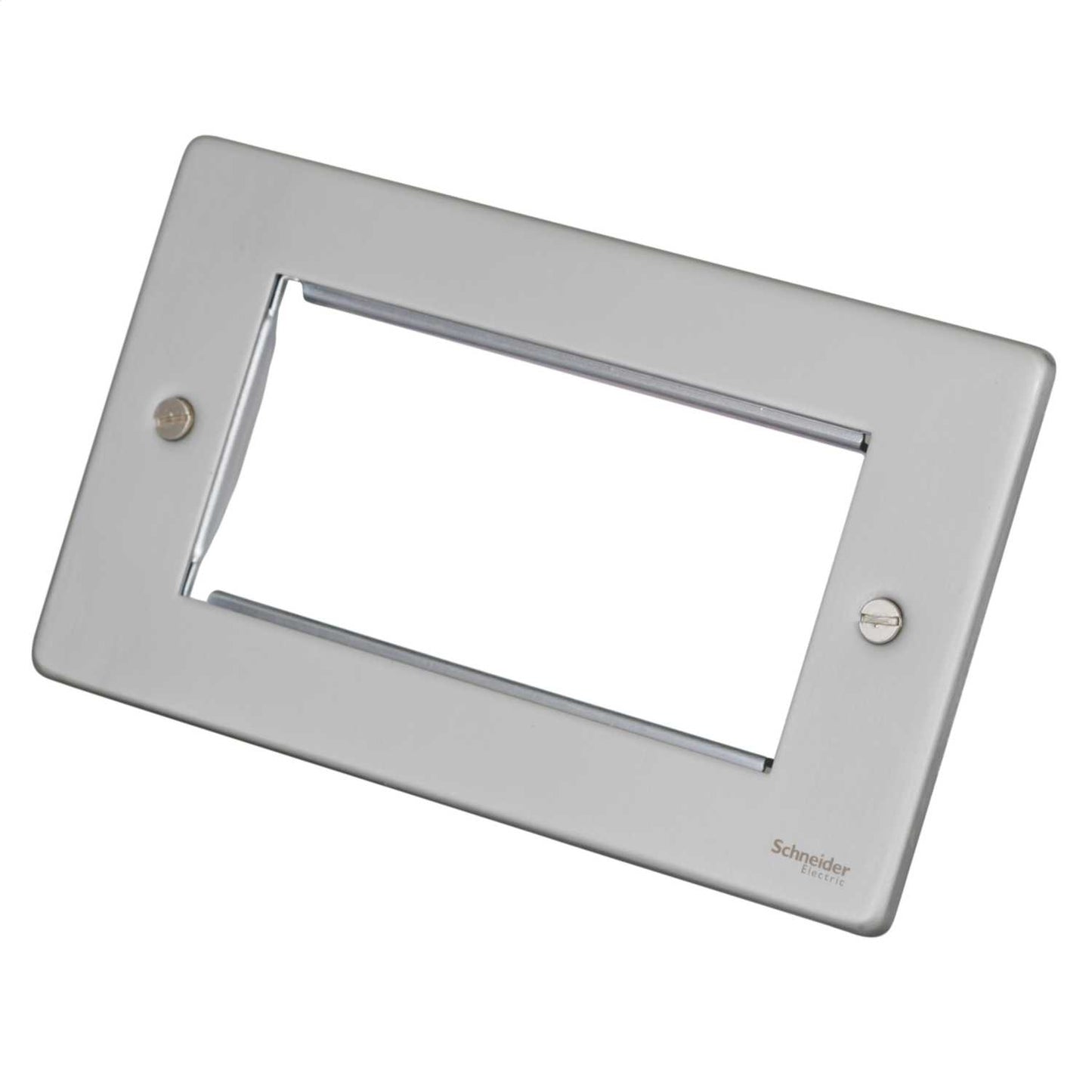 Schneider GET Ultimate 2 Gang 4 Module Face Plate Brushed Chrome