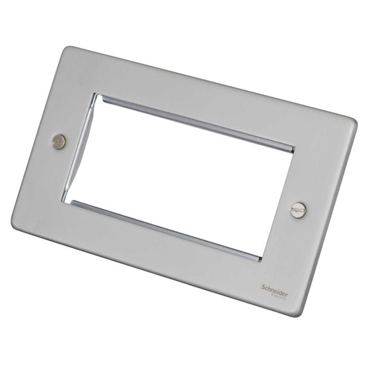 Schneider GET Ultimate 2 Gang 4 Module Face Plate Brushed Chrome