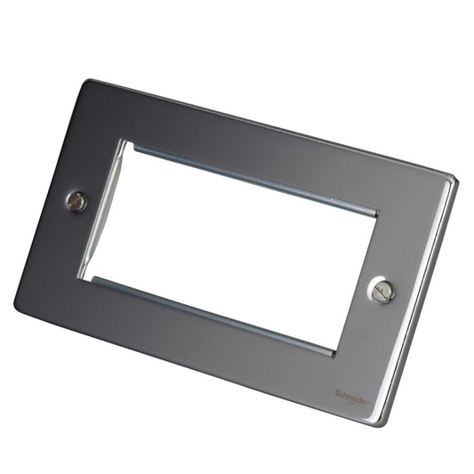 Schneider GET Ultimate 2 Gang 4 Module Face Plate Polished Chrome