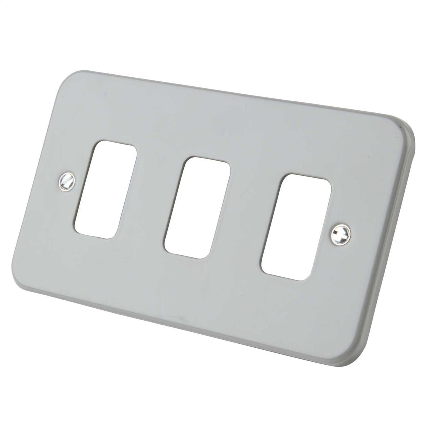 Schneider GET Ultimate 3 Gang Grid Front Plate Metal Clad