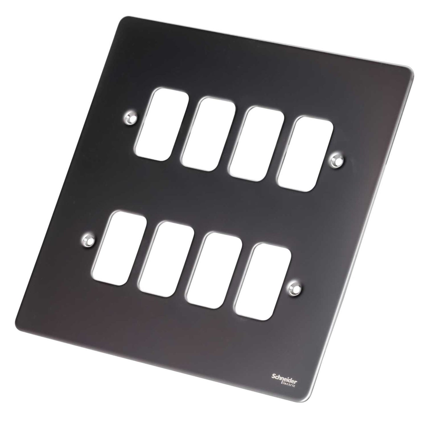 Schneider GET Ultimate Flat Plate 8 Gang Grid Front Plate Black Nickel
