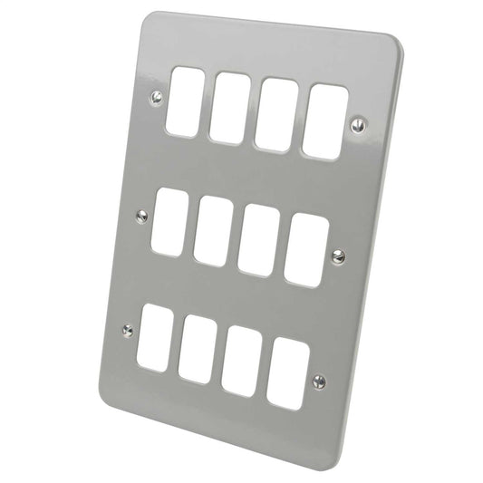 Schneider GET Ultimate 12 Gang Grid Front Plate Metal Clad