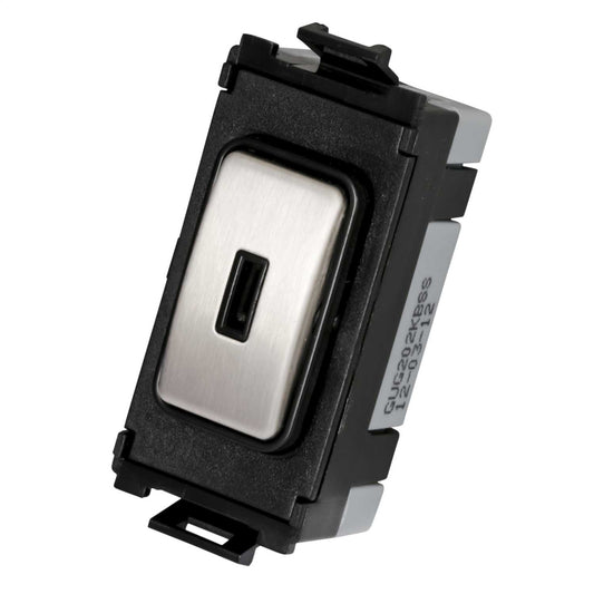 Schneider GET Ultimate 20A 2 Way Grid Key Switch Stainless Steel Black Insert