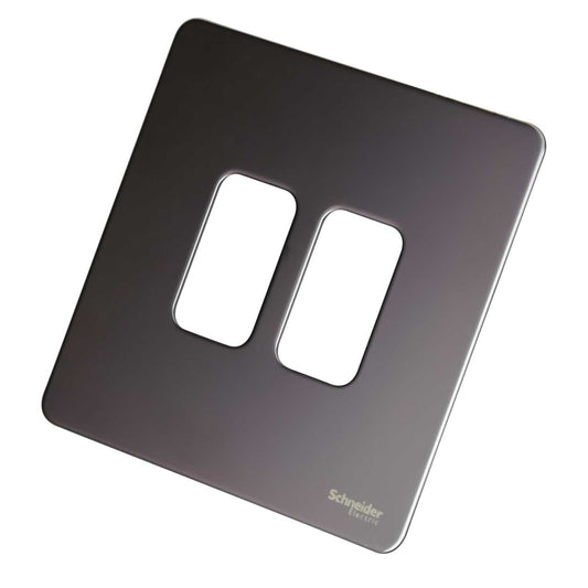 Schneider GET Ultimate 2 Gang Screwless Grid Front Plate Black Nickel