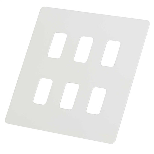 Schneider GET Ultimate 6 Gang Screwless Grid Front Plate Painted White