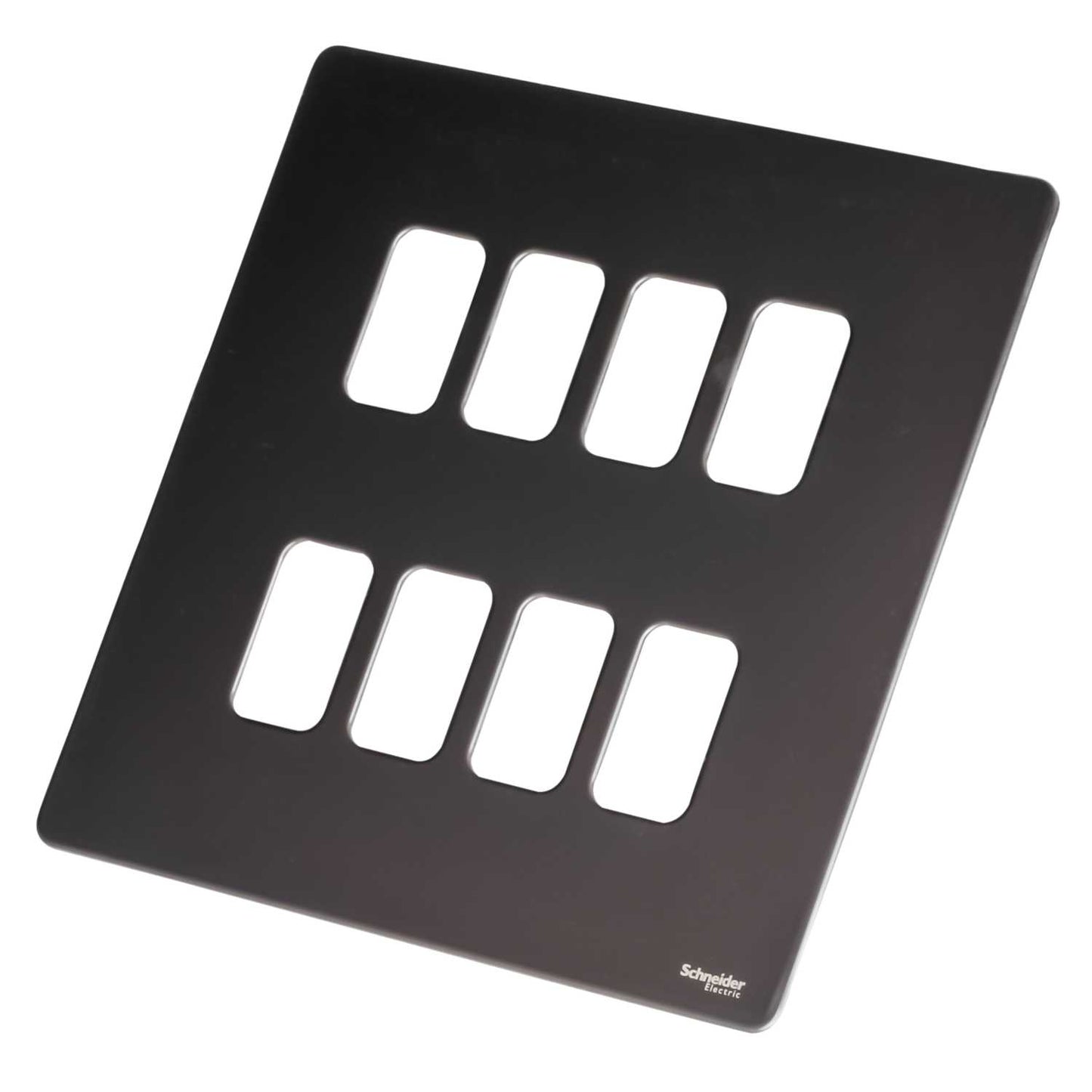 Schneider GET Ultimate 8 Gang Screwless Grid Front Plate Black Nickel