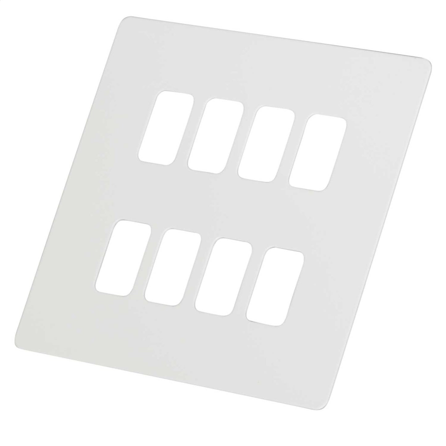 Schneider GET Ultimate 8 Gang Screwless Grid Front Plate Painted White