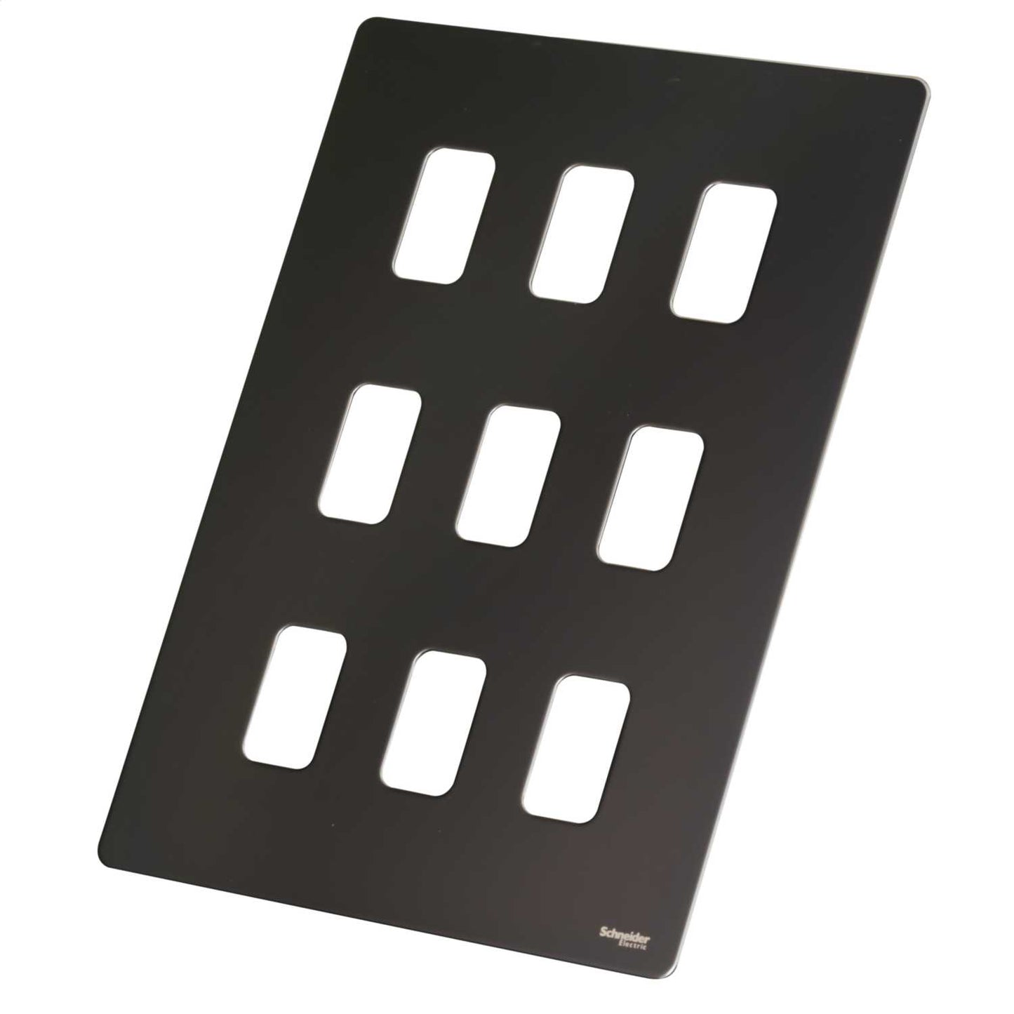 Schneider GET Ultimate 9 Gang Screwless Grid Front Plate Black Nickel