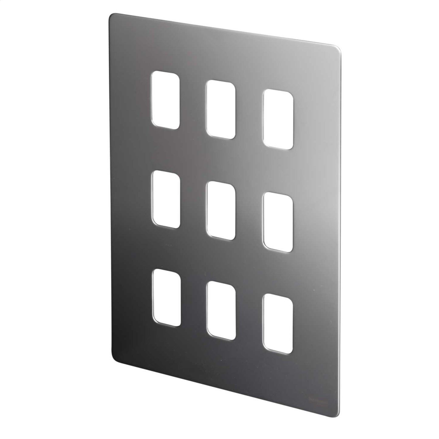 Schneider GET Ultimate 9 Gang Screwless Grid Front Plate Mirror Steel