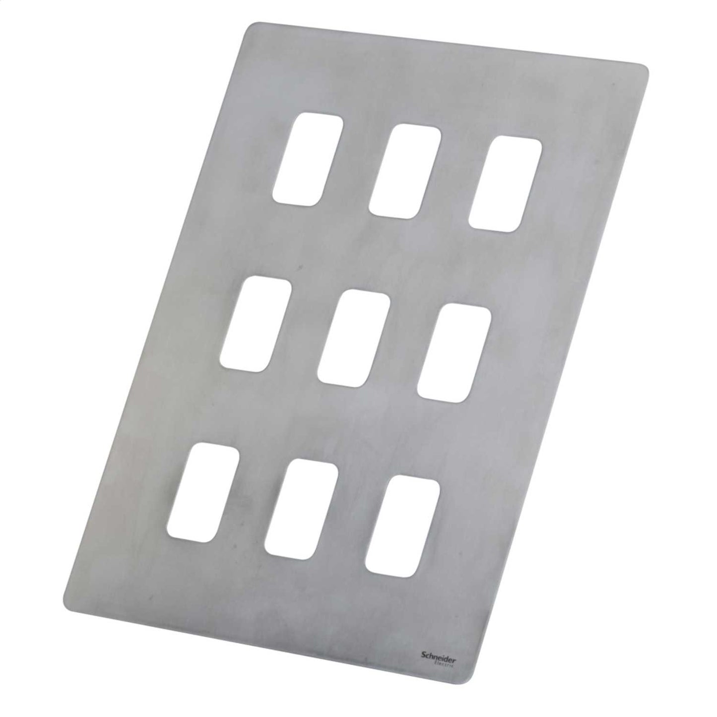 Schneider GET Ultimate 9 Gang Screwless Grid Front Plate Stainless Steel