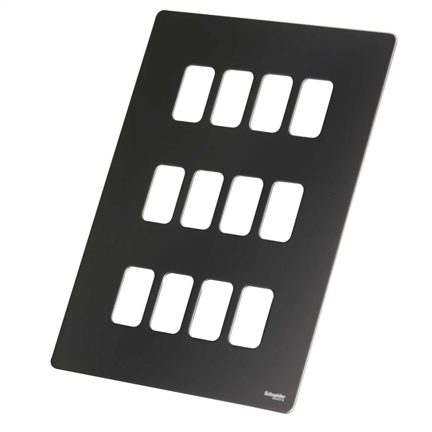Schneider GET Ultimate 12 Gang Screwless Grid Front Plate Black Nickel