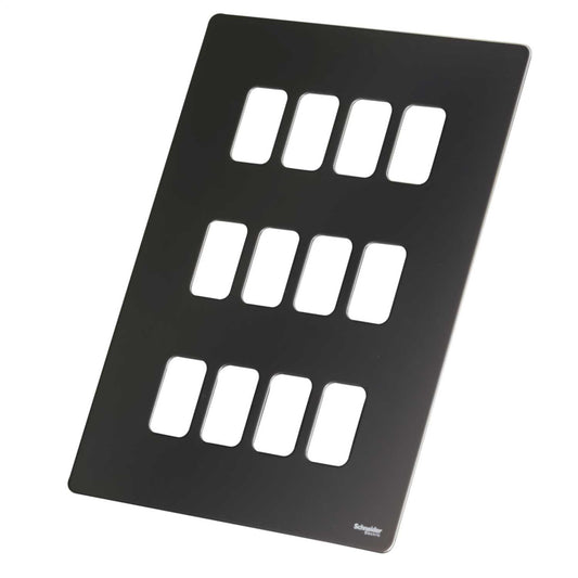 Schneider GET Ultimate 12 Gang Screwless Grid Front Plate Black Nickel