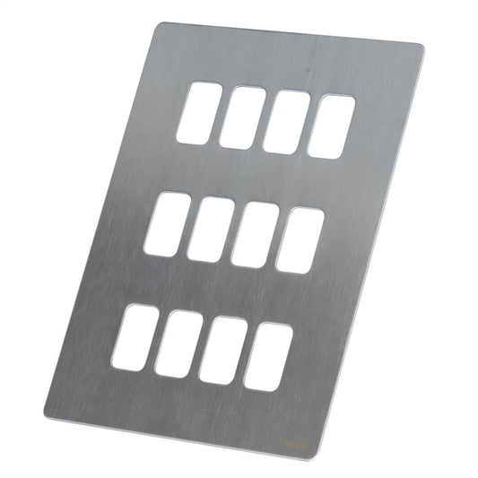Schneider GET Ultimate 12 Gang Screwless Grid Front Plate Stainless Steel
