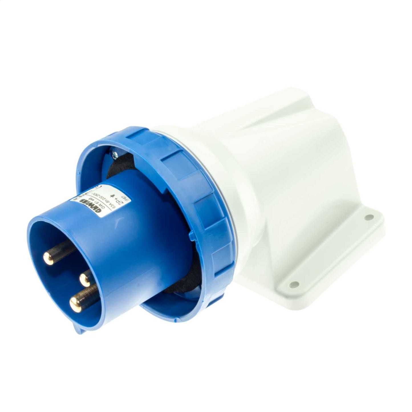 Gewiss 63A 2P+E 230V Wall Mounted Angled Appliance Inlet IP67