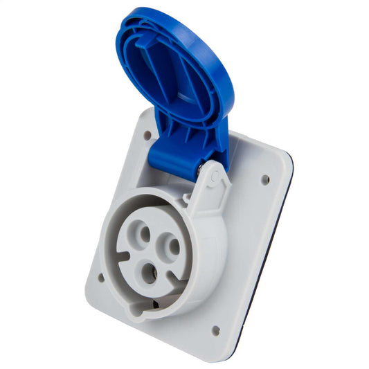 Gewiss 16A 2P+E 230V Angled Panel Mounted Socket IP44