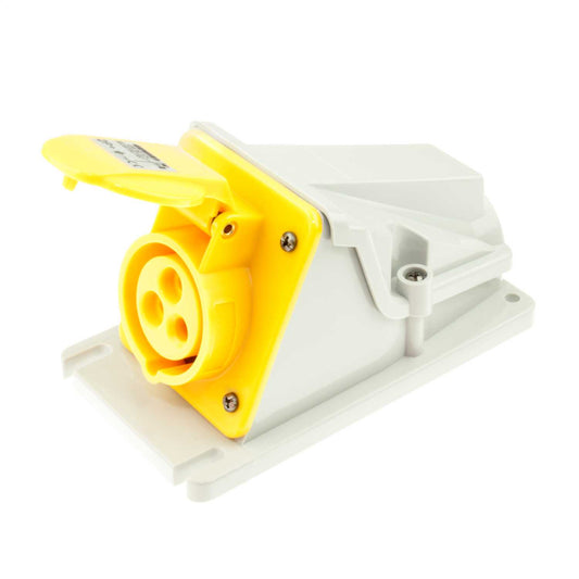 Gewiss 16A 2P+E 110V Angled Wall Mounted Socket IP44