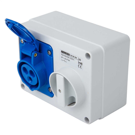 Gewiss 16A 2P+E 230V Interlocked Switched Socket IP44