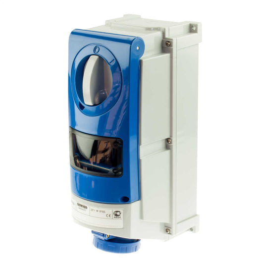 Gewiss 16A 2P+E 230V Interlocked Switched Socket with RCD Compartment IP66