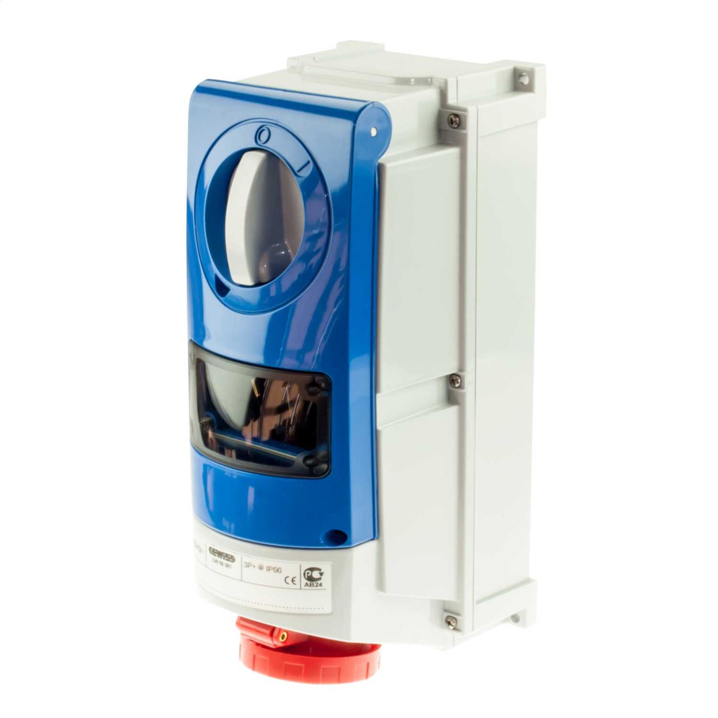 Gewiss 16A 3P+E 415V Interlocked Switched Socket Outlet with RCD Compartment IP66