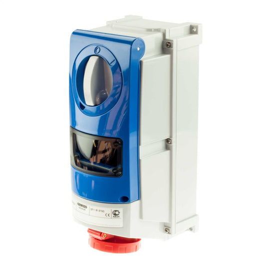 Gewiss 16A 3P+E 415V Interlocked Switched Socket Outlet with RCD Compartment IP66