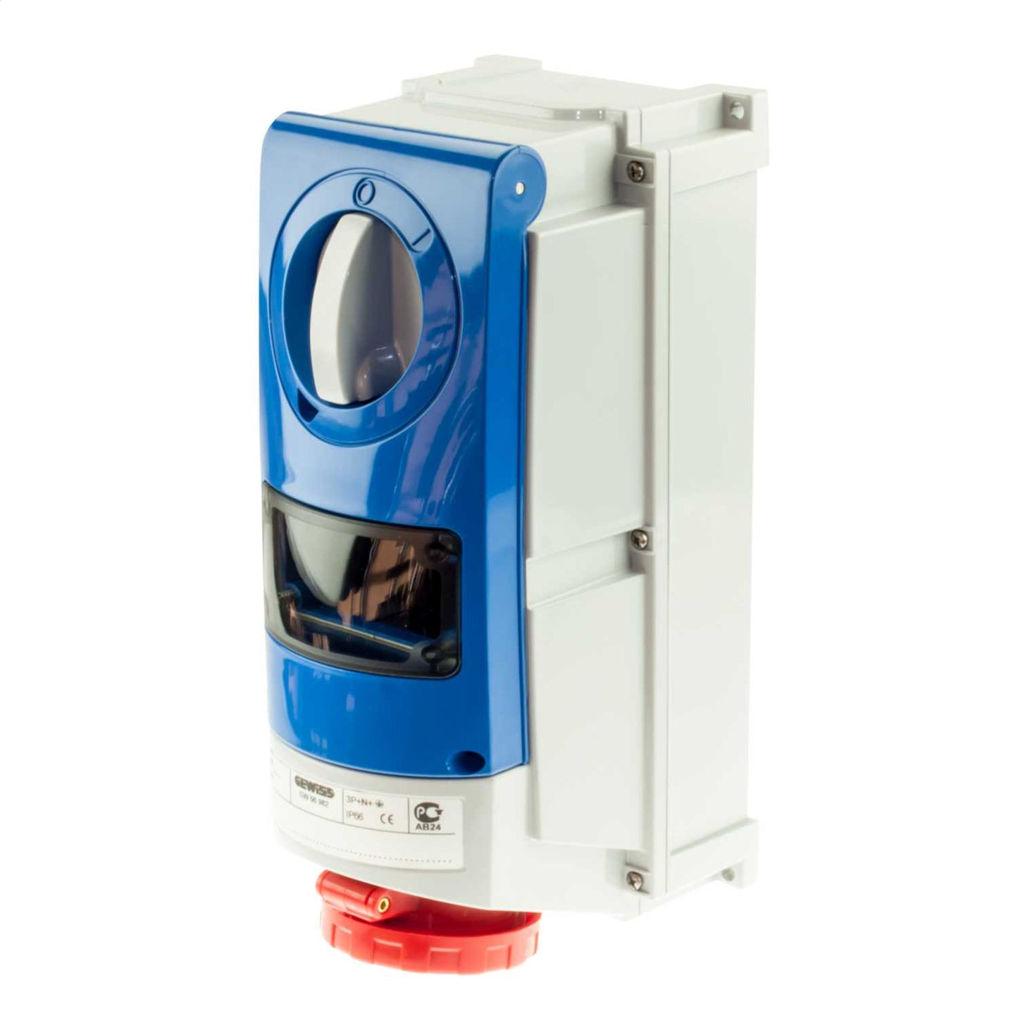 Gewiss 16A 3P+N+E 415V Interlocked Switched Socket with RCD Compartment IP66
