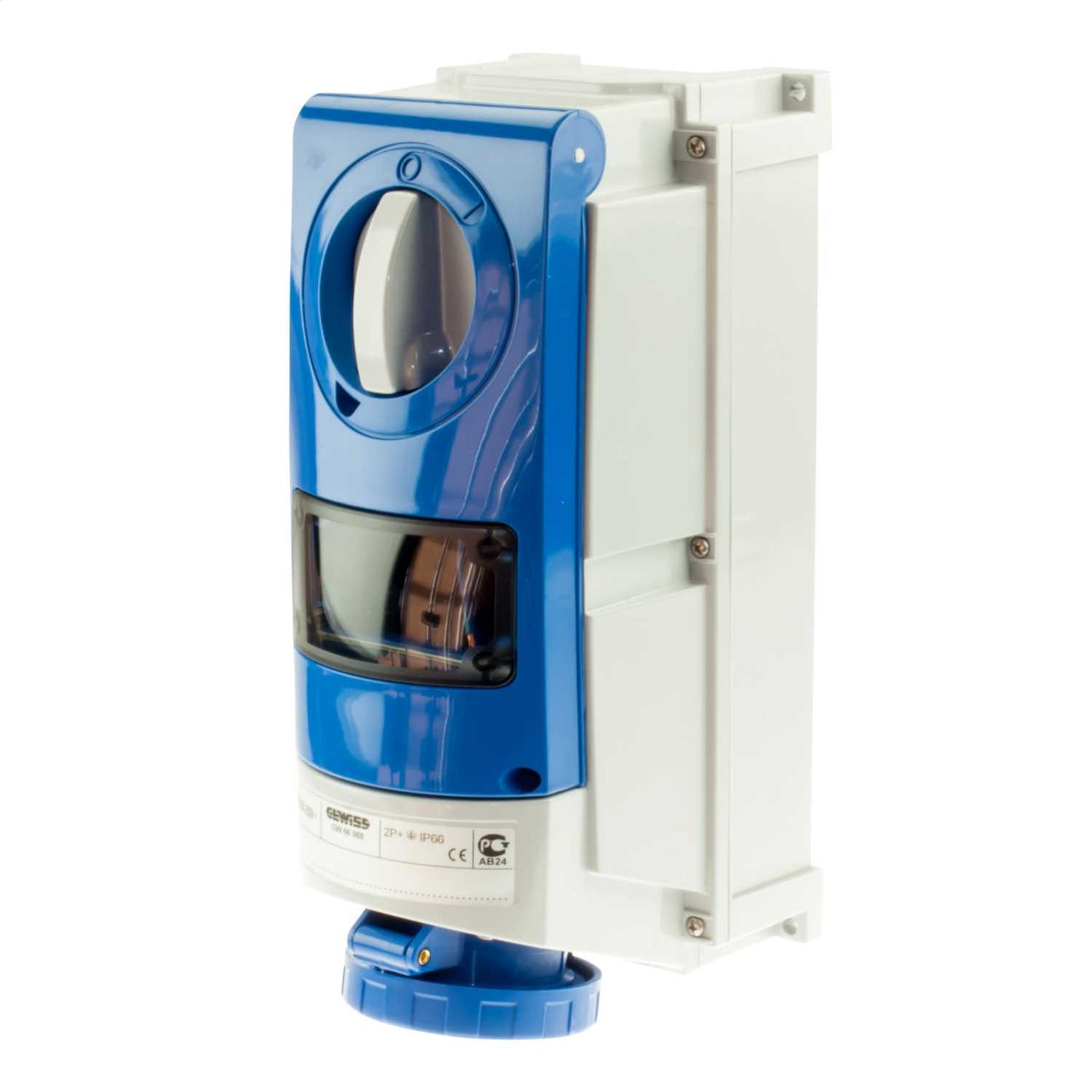 Gewiss 32A 2P+E 230V Interlocked Switched with RCD Compartment IP66