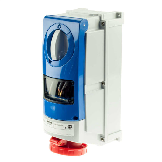 Gewiss 32A 3P+E 415V Interlocked Switched Socket with RCD Compartment IP66