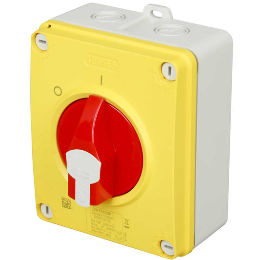 Gewiss 16A 4 Pole Emergency Rotary Isolator Switch IP66 / 67 / 69